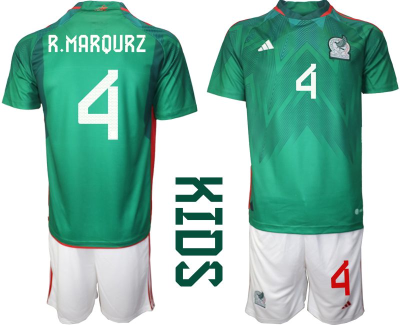 Youth 2022 World Cup National Team Mexico home green #4 Soccer Jersey